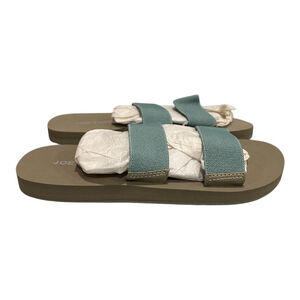 Joe Fresh Slide Sandals Womens Size 6 Green Double Strap Shoes Casual Summer